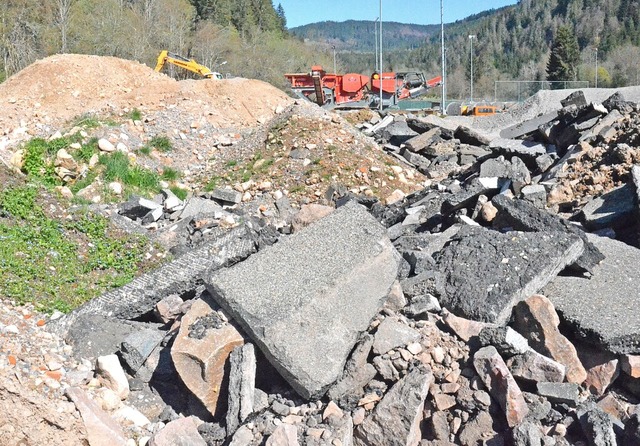 Das beim Sportplatz zwischengelagerte ...beitet, wiederverwendet oder entsorgt.  | Foto: Sebastian Barthmes