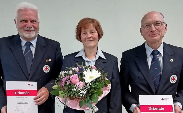 Langjhrige DRK-Mitglieder wurden fr ..., Rosina Kaltenbach und Alfred Flesch.  | Foto: Sebastian Ehret