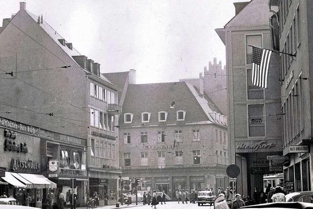 Ein historisches Foto zeigt Freiburg in der Wirtschaftswunderzeit