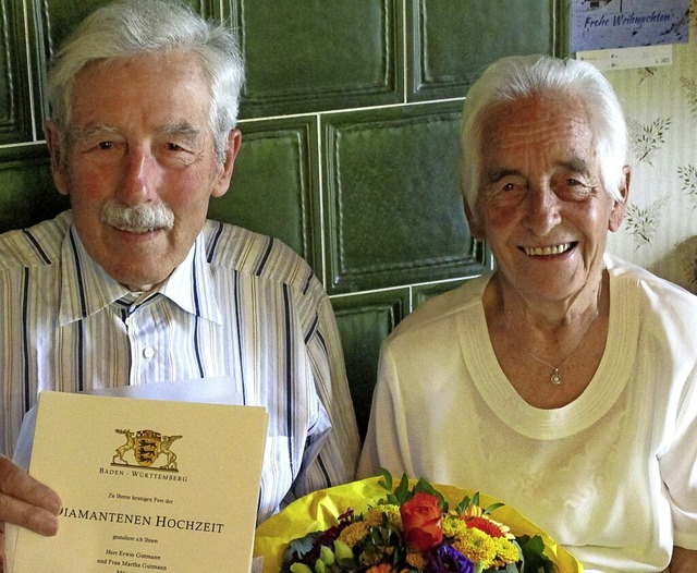 Seit 60 Jahren sind  Erwin und Martha ...em Stohren am Schauinsland verheiratet  | Foto: Manfred Lange
