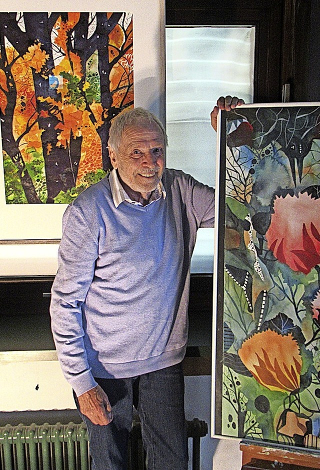 Peter Decker und seine Aquarelle  | Foto: susanne Kerkovius