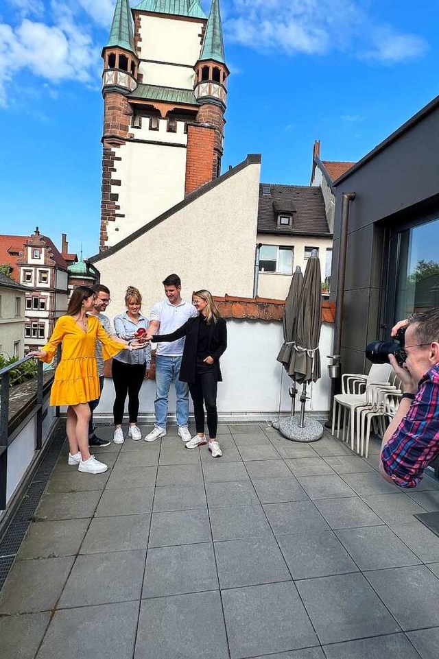 Von links nach rechts: Mara, Leonard, ... Yannick und Leonie beim Fotoshooting.  | Foto: BZ