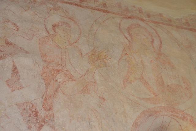 Alte Fresken in einer Kapelle in Bad Krozingen erzählen von Salomes Tanz