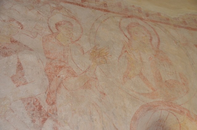 Wandfresko: Johannes der Tufer zur Re...es richtenden Christus in der Mandorla  | Foto: Andrea Drescher