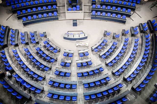 Derzeit sitzen im Plenarsaal des Bundestags 736 Politikerinnen und Politiker.  | Foto: Michael Kappeler (dpa)