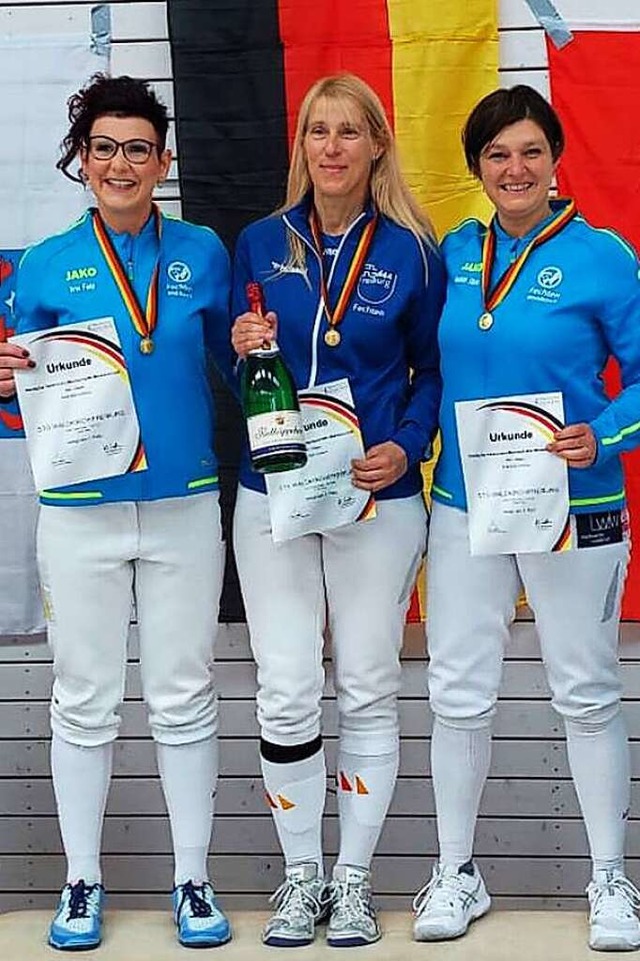 Iris Folz, Silke Tebel-Haas und Judith...den deutschen Veteranen-Meistertitel.   | Foto: Hubert Bleyer