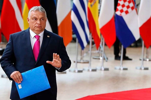 Ungarns Premier Viktor Orban hat eine ...eit der EU beim l-Embargo verhindert.  | Foto: Nicolas Maeterlinck (dpa)