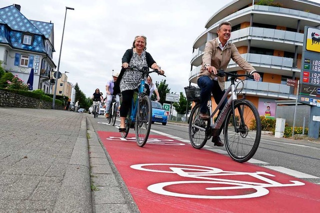 Gut sichtbar zeigen sich die Radwege e...ten gleich mal &#8222;einfuhr&#8220;.  | Foto: Frank Schoch