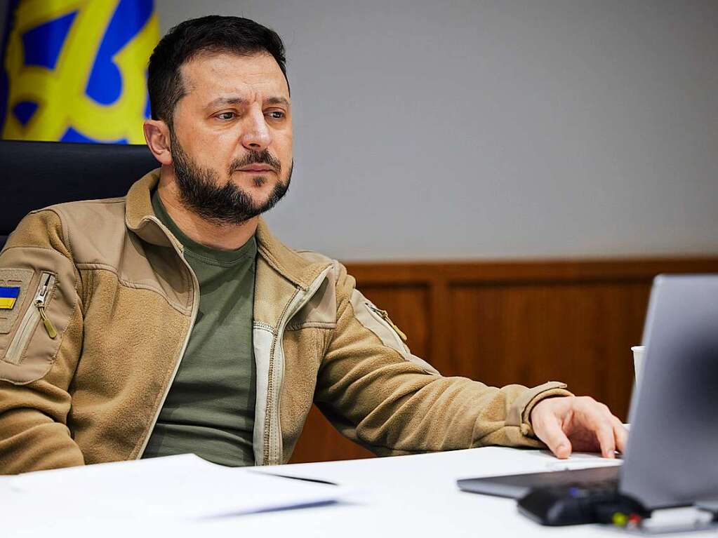 4. Mai: Wolodymyr Selenskyj, Prsident der Ukraine bei einem Videocall