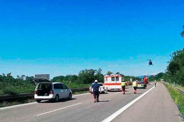Sieben Verletzte bei Verkehrsunfall auf der A 5 bei Freiburg