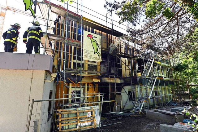 Die Kita Violett  im Stadtteil Weingar... durch einen Brand nicht mehr nutzbar.  | Foto: Thomas Kunz