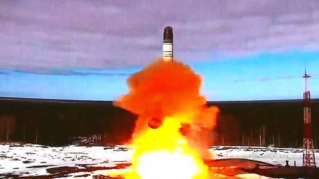 Test der Rakete Sarmat in Russland im April 2022  | Foto: HANDOUT (AFP)