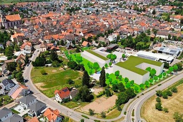 Die Visualisierung zeigt, wie das Geb...es in dem Gebiet auch eine Kita geben.  | Foto: Stadt