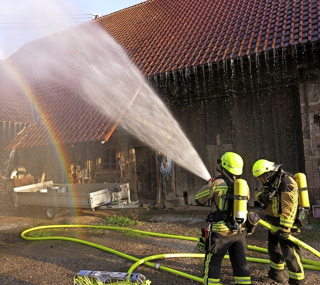 Die Wasserversorgung sollte bei dem Szenario in Kollmarsreute getestet werden.   | Foto: Georg Vo