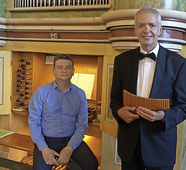 Panfltist Philippe Emmanuel Haas und der Organist Alessandro Passuello   | Foto: Roswitha Frey