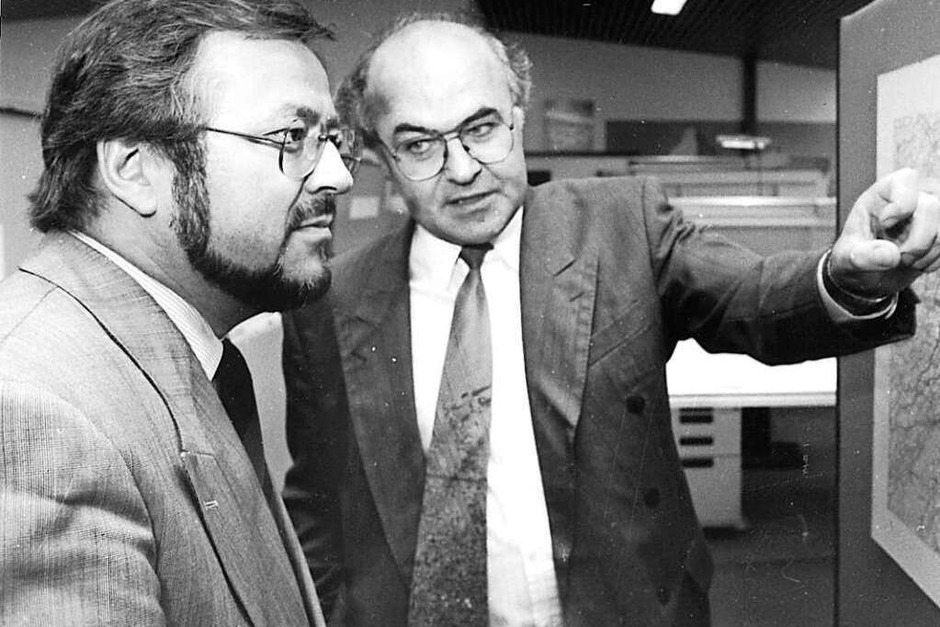 1991: Martin Herrenknecht mit Wirtschaftsminister Hermann Schauffler (Foto: Michael Bamberger)