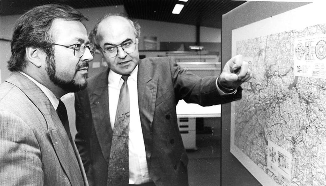 Im Jahr 1991 mit dem damaligen Wirtschaftsminister  Hermann Schaufler  | Foto: Michael Bamberger