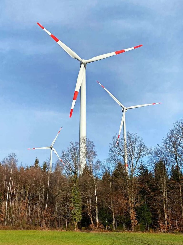 Drei Windrder stehen bereits auf dem ...h das E-Werk drei weitere vorstellen.   | Foto: Mark Alexander