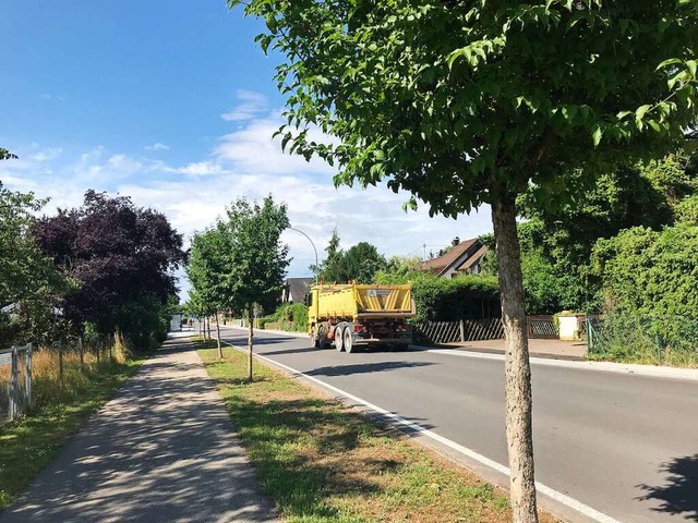 Ein Lastwagen auf der frischsanierten Zienkener Ortsdurchfahrt.  | Foto: Susanne Ehmann