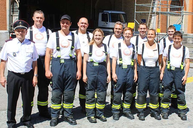 Geschafft: Die Feuerwehr aus Hg-Ehrsb...rrang die Leistungsabzeichen in Bronze  | Foto: Rolf Reimann
