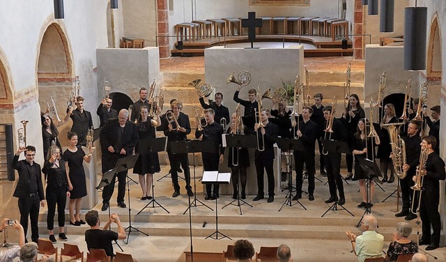 Der Jugendposaunenchor Sdbaden beim S...s, der beraus enthusiastisch ausfiel.  | Foto: Alexander Huber