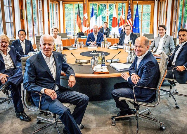 Zum Abschluss des Gipfels haben die G7...sttzung fr einen Klimaclub bekundet.  | Foto: Michael Kappeler (dpa)
