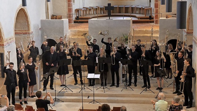 Der Jugendposaunenchor Sdbaden beim S...s, der beraus enthusiastisch ausfiel.  | Foto: Alexander Huber