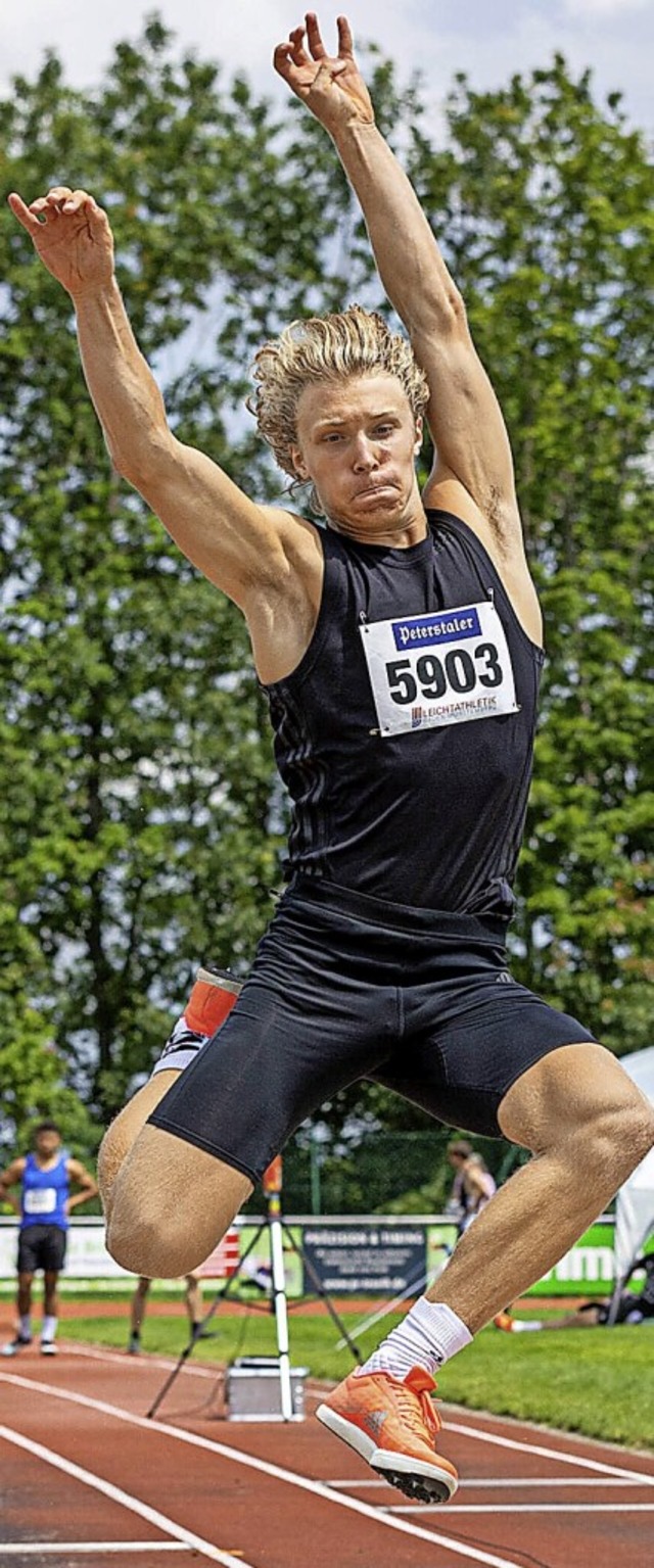Noah Fischer springt mit 7,18 Metern persnliche Bestweite.  | Foto: BEAUTIFUL SPORTS/KJPeters via www.imago-images.de