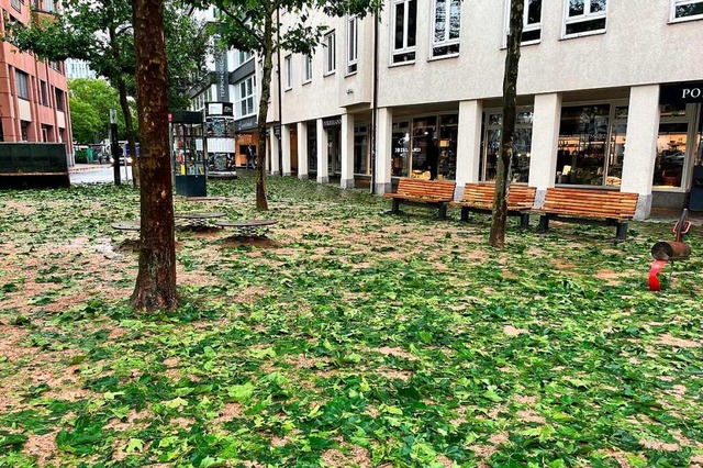 So sah es in der Lrracher Innenstadt ... Unwetter am Donnerstagnachmittag aus.  | Foto: Barbara Ruda