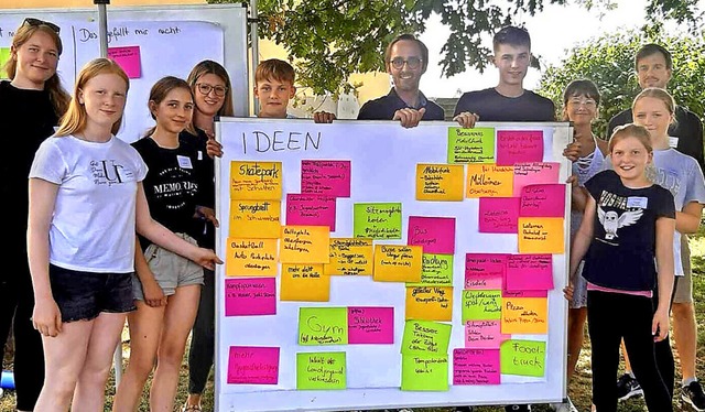 Am Ende der rund dreistndigen Veranstaltung war die Tafel voller Vorschlge.  | Foto: Benjamin Bohn