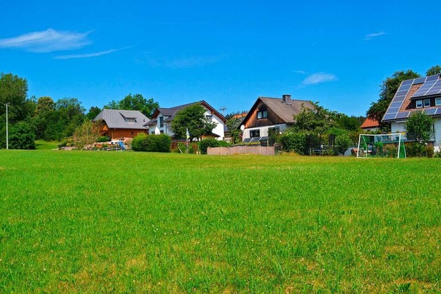 Die Wiesen zwischen den Husern an der...tenbhlweg sollen Neubaugebiet werden.  | Foto: Liane Schilling