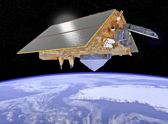 Das ist der Satellit Sentinel-6, der z...re durch den Klimawandel kontrolliert.  | Foto: ESA