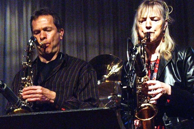 Barbara Thompson 2002 mit Christof Lau...embles 2002 in Weil am Rhein-Haltingen  | Foto: Barbara Ruda