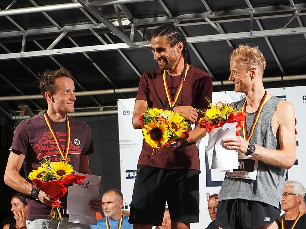 Die schnellsten Lufer: Omar Tareq (1.), Julian Beuchert (2.) und Lukas Borghardt (3.).