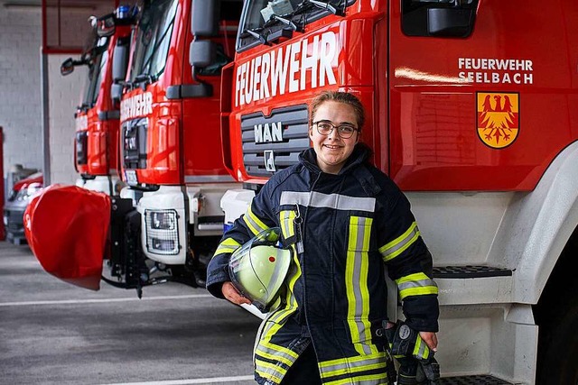 Die 20-jhrige Diana Fehrenbacher war ...n bei den bungen der Feuerwehr dabei.  | Foto: Michael Bode