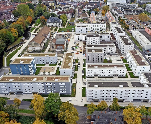 Die meisten Wohnungen sind vermietet. ...im neuen Mhlbachquartier ausgelotet.   | Foto: Peter Heck