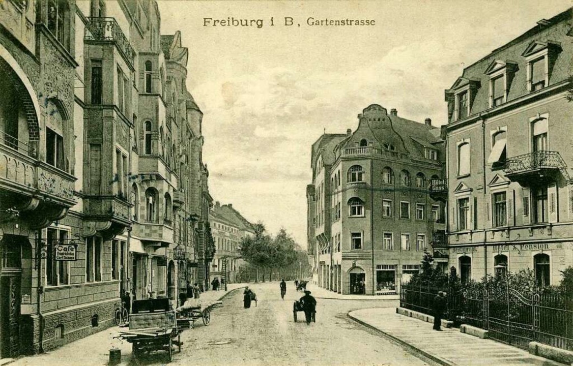 Die Gartenstraße in Blickrichtung Kron...cke zur Erbprinzenstraße die Nummer 8.  | Foto: Archiv Manfred Gallo
