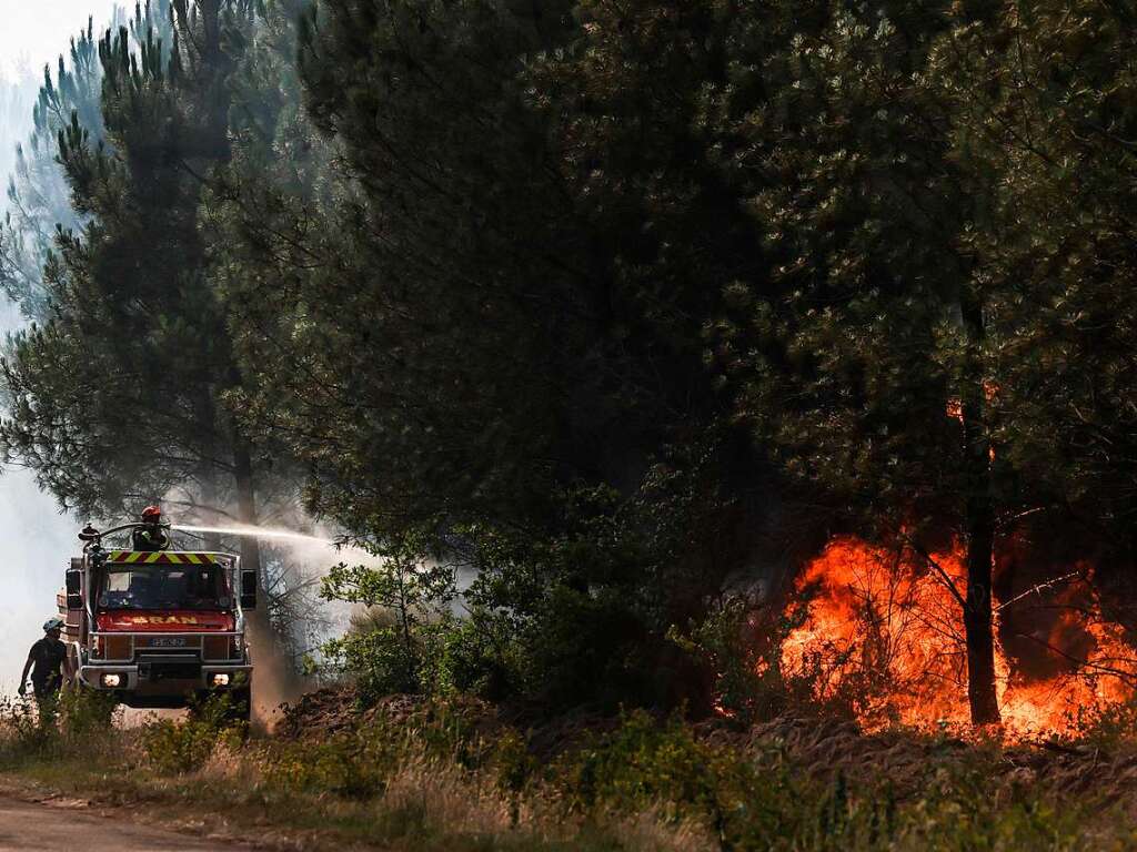 Ein Waldbrand nahe Louchats im Sdwesten Frankreichs.