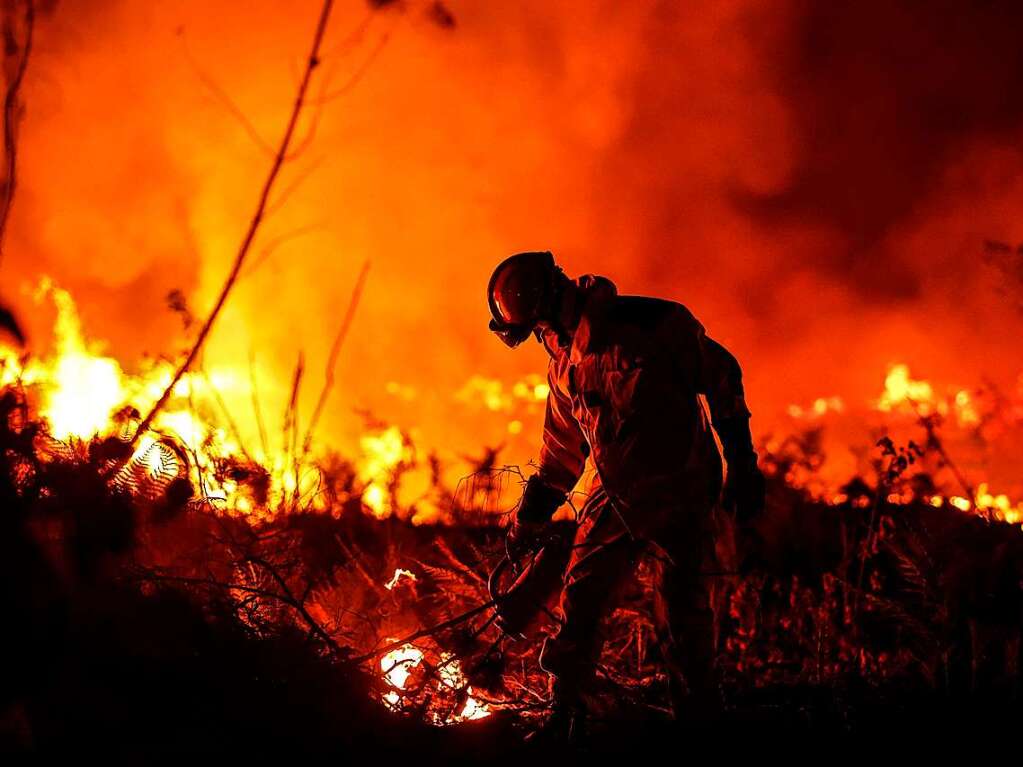 In Frankreich kmpfen bei Louchats im Sdwesten des Landes zahlreiche Feuerwehrmnner gegen die Flammen.