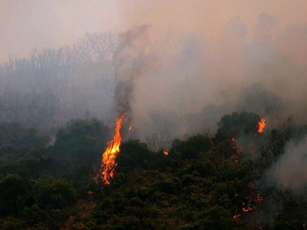 In der spanischen Provinz Malaga wten Waldbrnde in der Sierra de Mijas.