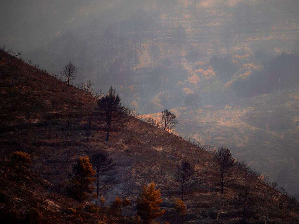 In der spanischen Provinz Malaga wten Waldbrnde in der Sierra de Mijas.