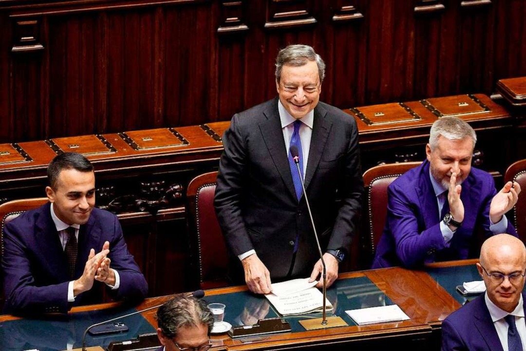 Mario Draghi verabschiedete sich am Donnerstag vom Parlament.  | Foto: FABIO FRUSTACI (AFP)