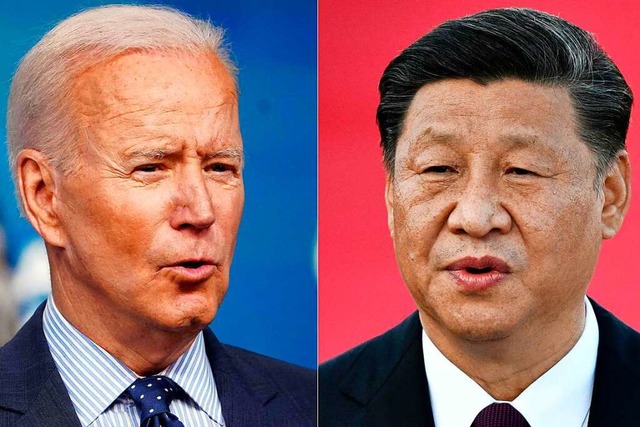 Das lange Gesprch zwischen Biden und ...er Gesprchsfaden jetzt nicht abreit.  | Foto: MANDEL NGAN, ANTHONY WALLACE (AFP)