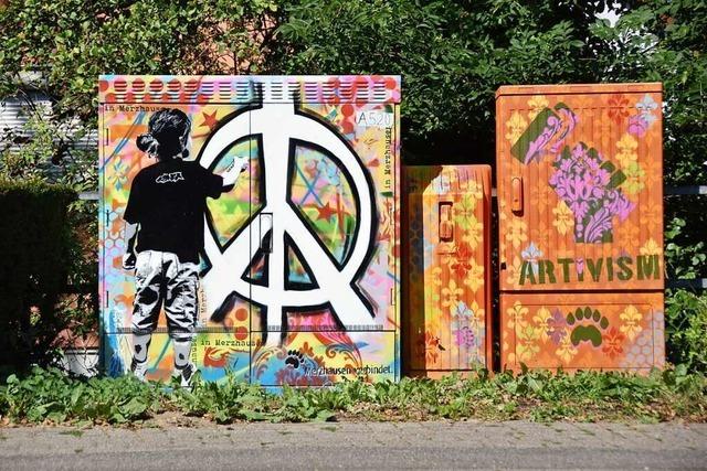 Graffiti-Knstler verschnert die Stromksten in Freiburg-Merzhausen – und stellt seine Bilder jetzt aus