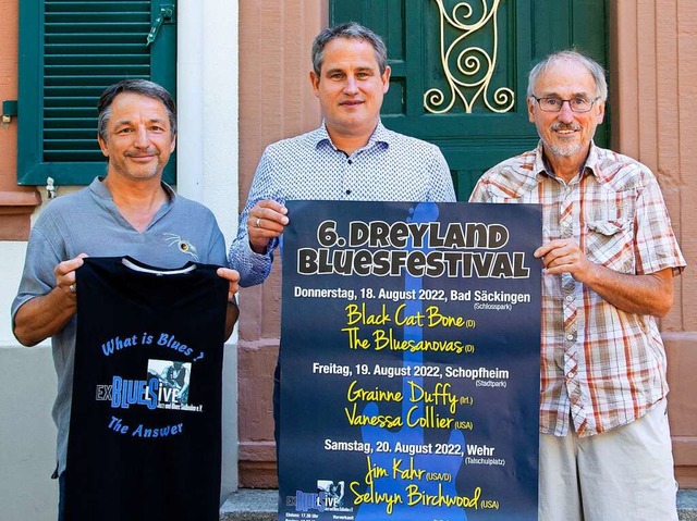 Freuen sich aufs Dreyland-Bluesfestiva...rscher und Manfred Bockey (von links).  | Foto: Paul Eischet