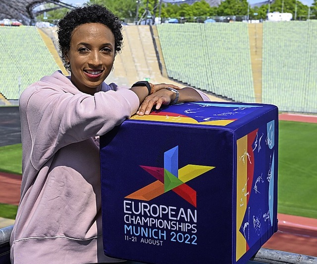 Olympiasiegerin Malaika Mihambo wirbt fr die European Championships in Mnchen.  | Foto: Sven Hoppe (dpa)