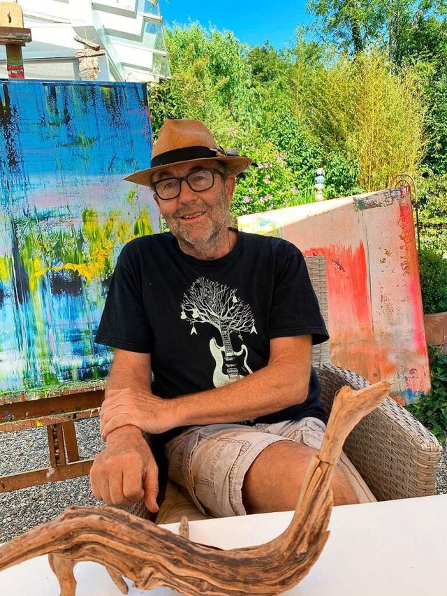 Bertold Scherer in seinem Gartenatelier  | Foto: Bertold Obergfll