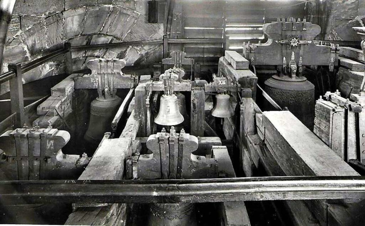 Der Glockenstuhl des Freiburger Münsters auf einer um 1930 entstandenen Aufnahme  | Foto: Archiv Hans Sigmund