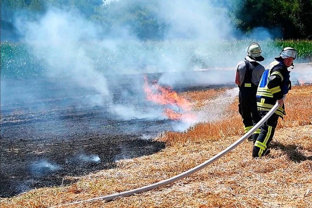 Die Feuerwehr im Einsatz bei einem Veg...brand nach einem Lagerfeuer ausrcken.  | Foto: Wolfgang Knstle