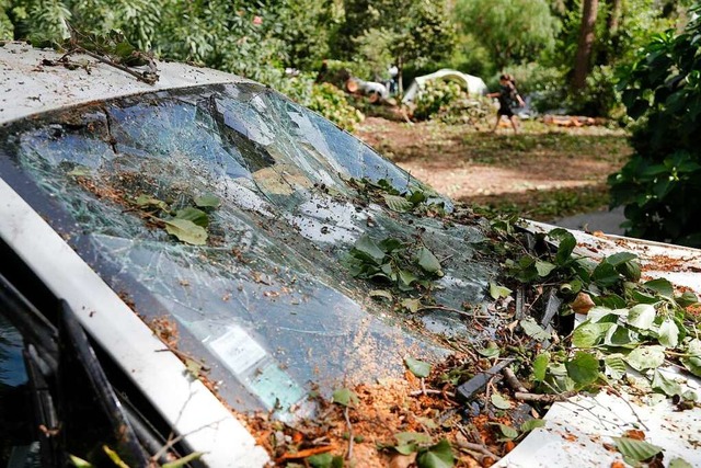 Zerstrungen auf einem Campingplatz auf Korsika  | Foto: Pascal Pochard-Casabianca (dpa)